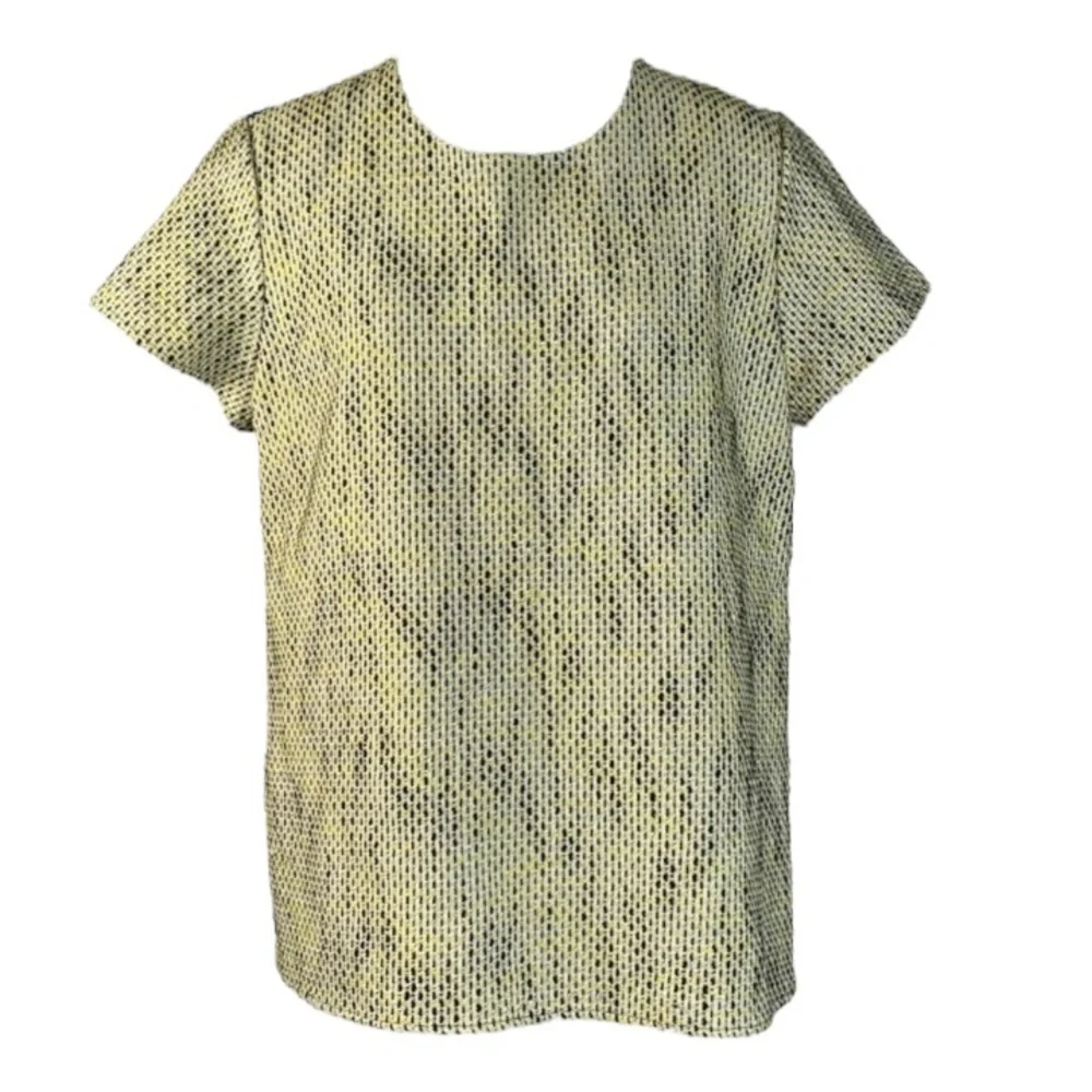 Banana Republic-Women’s Short Sleeve Tweed Top, Yellow & Black, Sz M - Picture 2 of 4